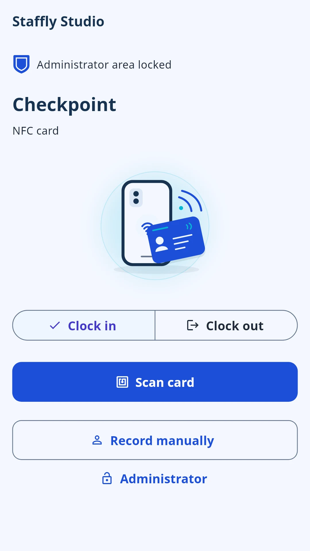 Staffly checkpoint screen